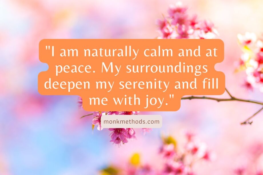 "I am naturally calm and at peace. My surroundings deepen my serenity and fill me with joy."